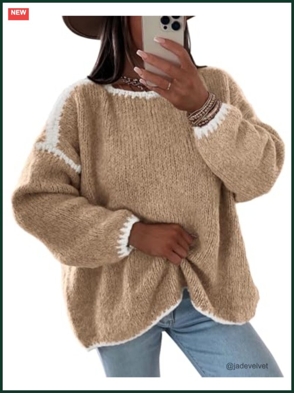 Womens Oversized Chunky Knit Crewneck Long Sleeve Pullover Sweater
